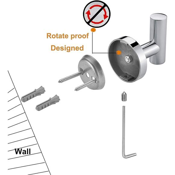 Towel Coat Hook Polished Chrome SUS304 Stainless Steel Bathroom 2 Pack - Picture 4 of 7